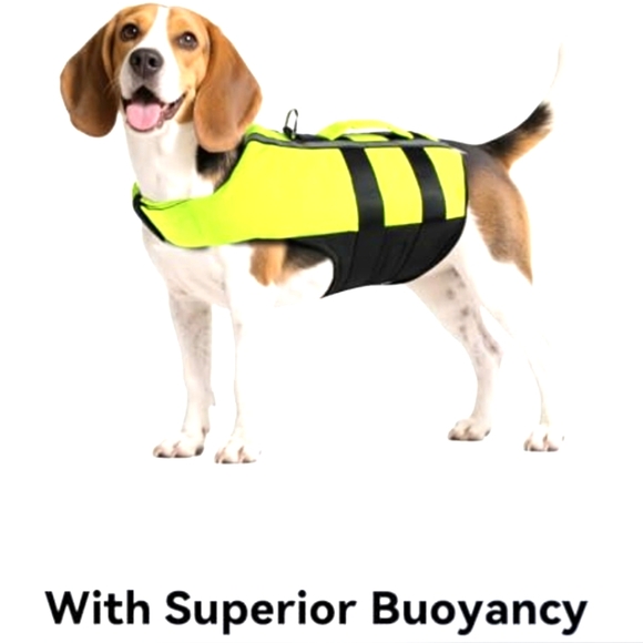 Reflective Yellow and Black Dog Life Vest - Picture 1 of 8